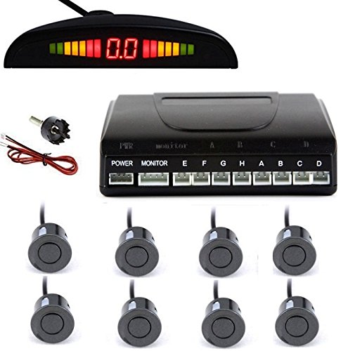 Free Shipping Parking Sensor 8 Silver Dual-core Double LCD Display Car Reverse Radar Alarm Kit