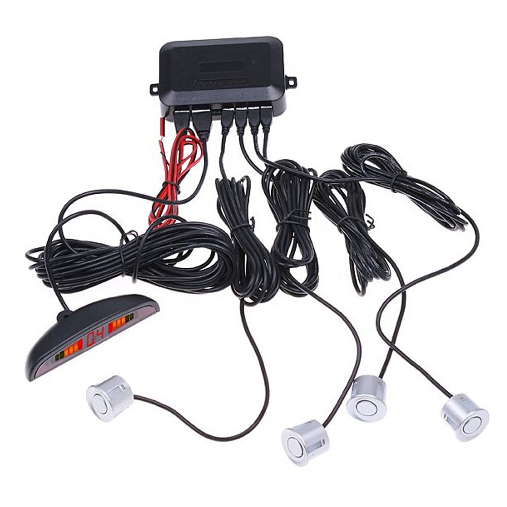 Free Shipping Parking Sensor 8 Silver Dual-core Double LCD Display Car Reverse Radar Alarm Kit