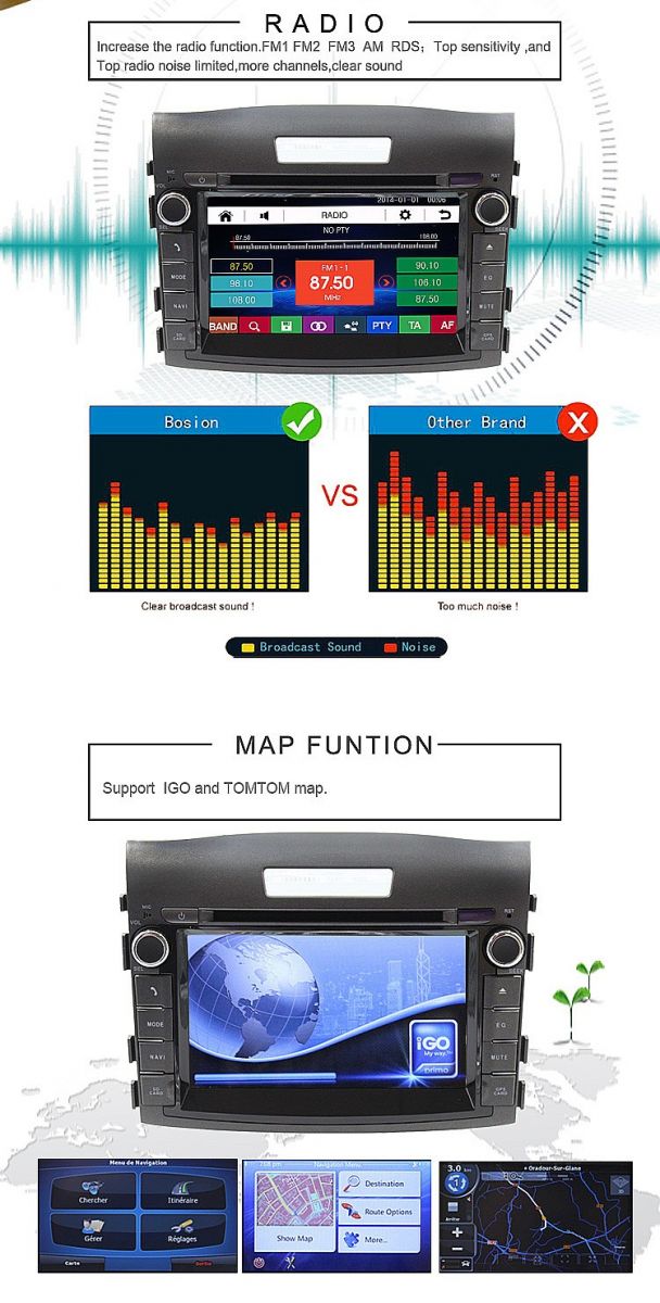 Hot Sale Car DVD Player GPS Navigation Auto Radio For Honda 2012 CRV 