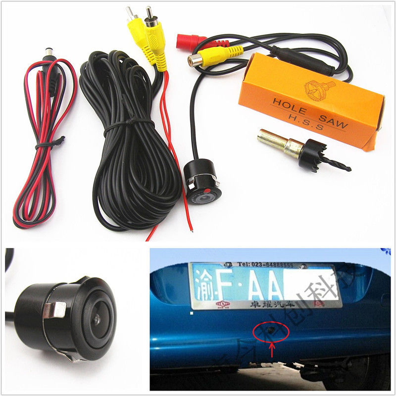 18.5mm 170掳CCD Automobile Reverse Backup Parking Camera Kit Waterproof